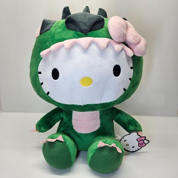 Sanrio Hello Kitty Plush Green Dragon Costume 17 Inch Jumbo Stuffed Toy - Picture 1 of 8